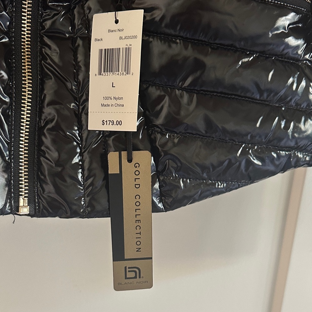 Blanc Noir Motion Panel Shiny Black Puffer Jacket - Large, New with tags - Picture 6 of 6
